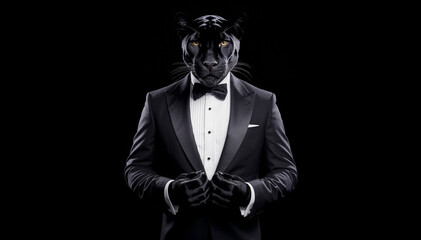 Black Panther in a tuxedo