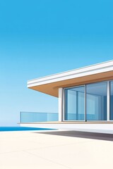 Modern house depicted with clean lines large glass panels