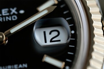 Timepiece artistry showcases intricate design and craftsmanship of luxury watch at close range