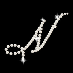 Capital Letters of English alphabet romantic with pearls