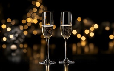 A glass of champagne with bubbles