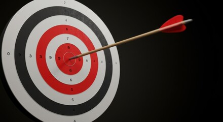 Red arrow centered on bullseye: precision and accuracy in target practice