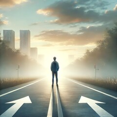 businessman walking on road