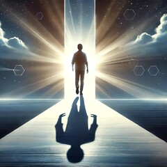 businessman standing on the top of the world