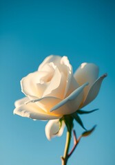 White Rose Blue Sky - Floral Wallpaper Background