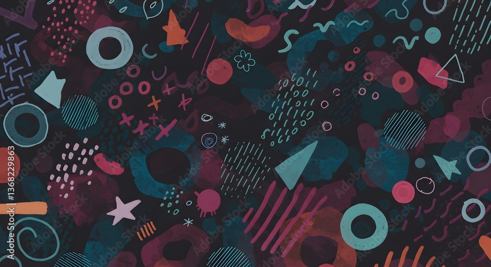 Poster abstract shapes and patterns creating a vibrant artistic background design