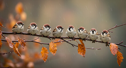 birds leaves on the tree