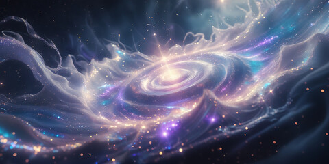 Obraz premium Vibrant Swirling Galaxy Illuminated by Stars and Ethereal Colors