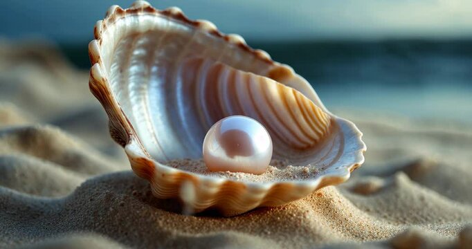 An open shell containing a pearl.