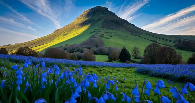 Bluebell Slope and a unique hill, favored by hikers and walkers.