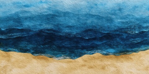 watercolor blue golden background sleek, organic gradient where golden sand meets cool ocean blue, enriched by a faint paper grain texture, creating a natural yet artistic backdrop banner