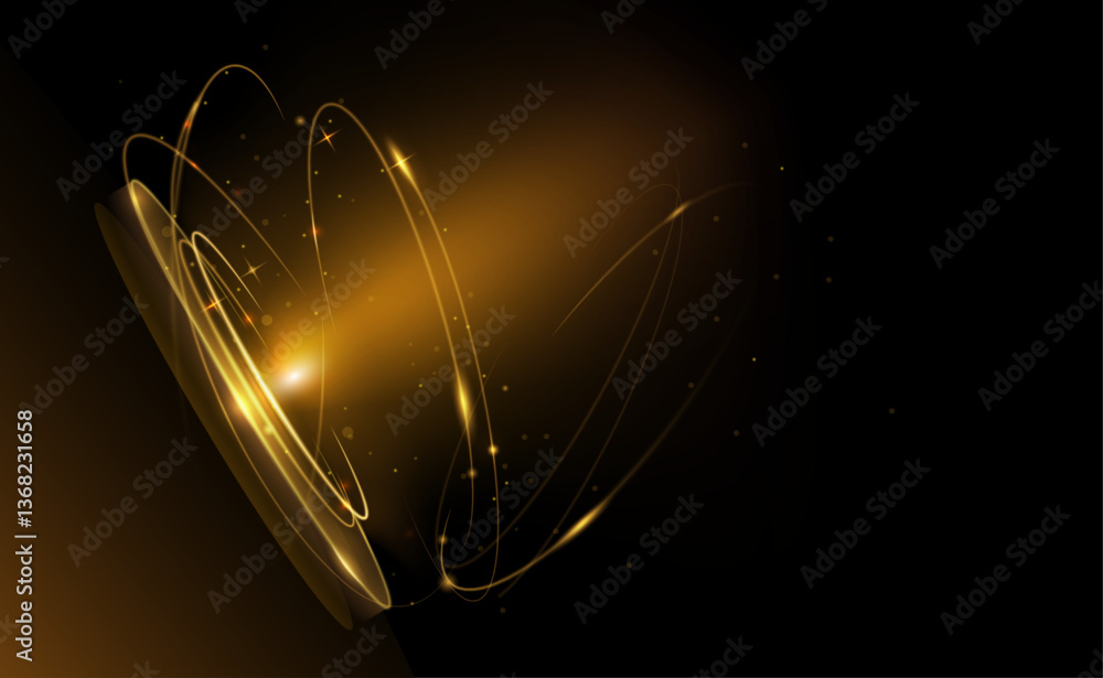 Poster abstract bright gold luxury background. vector illustration element with gold wave line, glow neon l