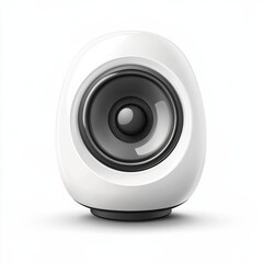 Sleek White Speaker: Studio Shot of a Modern, High-Gloss Audio Device with Black Driver, Perfect for Home Entertainment