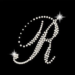 Capital Letters of English alphabet romantic with pearls
