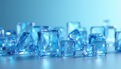Crystal clear ice cubes arranged artistically.