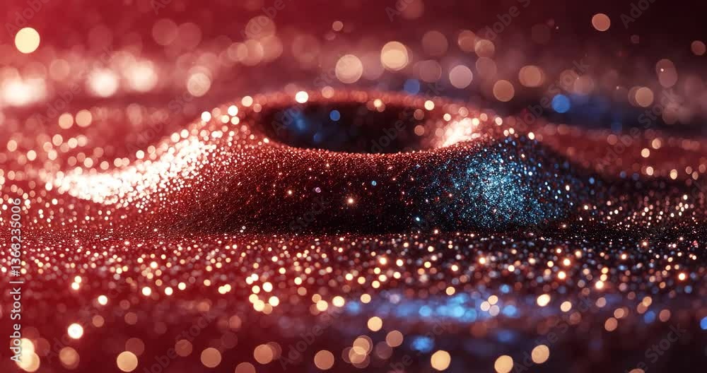 Poster numerous vortexes of particles in liquid. shimmering sparkling particles in fluid. enchanting galaxy