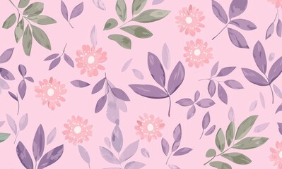 Floral pattern design abstract art digital illustration pink background nature-inspired aesthetic concept