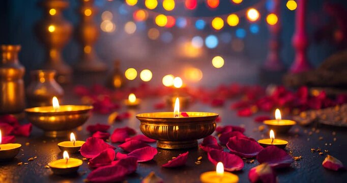 Diwali celebration, fireworks accompanied by lights