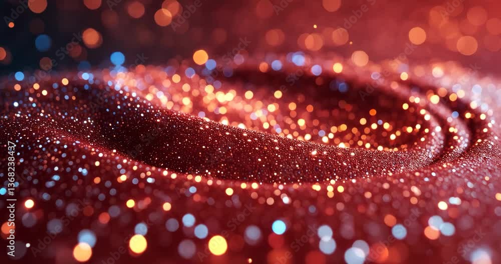 Poster endless whirlpool of particles in liquid. shimmering sparkling particles in fluid. enchanting galaxy