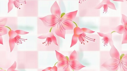 Pink floral pattern design textile background digital artwork soft aesthetic top view nature inspiration