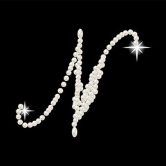 Capital Letters of English alphabet romantic with pearls