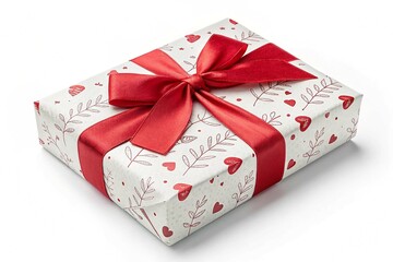 Gift box with red bow isolated transparent background
