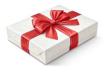 Fototapeta premium Gift box with red bow isolated transparent background 