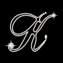 Capital Letters of English alphabet romantic with pearls