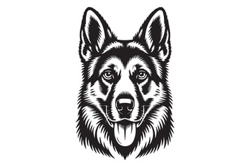 German Shepherd dog Black and White Vector