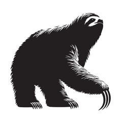 Black Color Giant Ground Sloth Silhouette Vector Illustration, Solid White Background