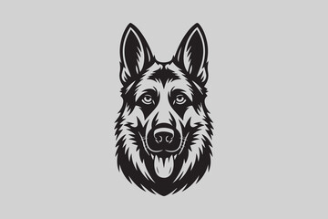 German Shepherd dog Black and White Vector