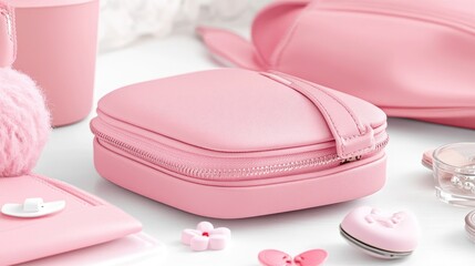 Pink Leather Jewelry Case and Accessories: A Delicate and Elegant Presentation