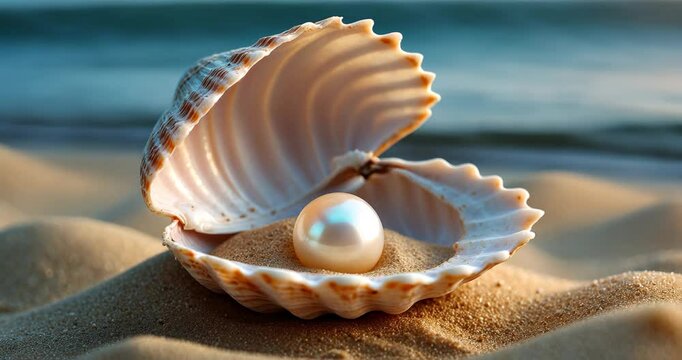 An open shell containing a pearl.