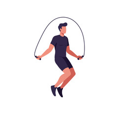 Active man skipping rope in minimal style showcasing fitness and energy vector art