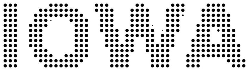 Iowa Black Dot Text with Transparent Background