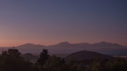Dusk Over Mountains and Sea in Zia, Kos Island