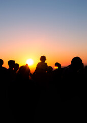 Silhouetted Crowd Watching Sunset in Zia, Kos Island