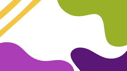 Vibrant abstract fluid background with purple, green, and yellow organic shapes, ideal for modern design projects.  
