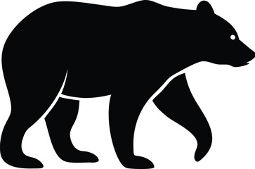 Elegant Silhouette: A bold silhouette of a powerful bear traversing a simple field, embodies strength and wild nature.