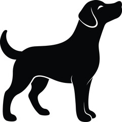 Silhouette of a Canine Companion: A clean, minimalist depiction of a loyal canine, presented as a bold black silhouette against a plain backdrop, perfect for designs.