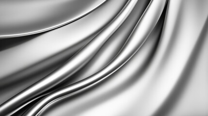 Obraz premium Smooth, flowing silver fabric draping elegantly, creating soft shadows and highlights