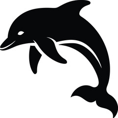 Aquatic Acrobat: A sleek silhouette of a dolphin leaps gracefully, showcasing its playful energy, in a digitally created illustration
