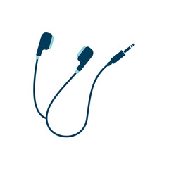 Vector Illustration of Earphones with Audio Cable - Portable Audio Equipment Icon