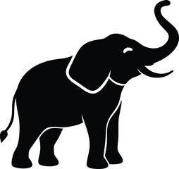 Elephant Silhouette: A striking silhouette of an elephant with its trunk raised, conveying strength and majesty, perfect for minimalist designs and symbolic representations.