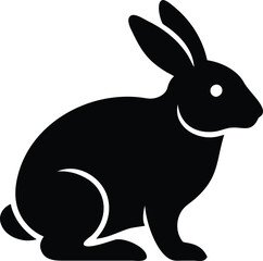 Silhouette of a Rabbit: Minimalist illustration of a sleek black rabbit in a classic pose.