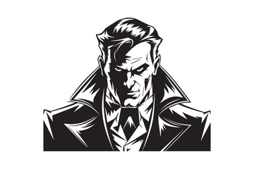 vintage man Black and White Vector