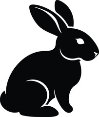 Silhouette of a Black Rabbit: A striking silhouette of a rabbit, portrayed in solid black against a plain backdrop, capturing the animal's unique form and characteristics.