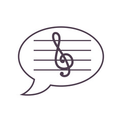 Vector Illustration of Speech Bubble with Treble Clef and Staff - Music Communication Icon