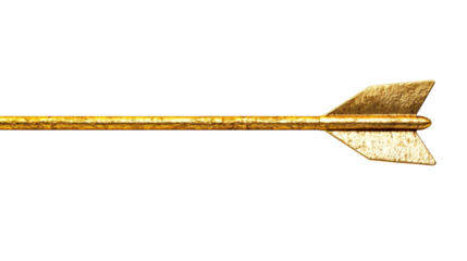 Gilded arrow design element, antique, luxury, gold, isolated arrow, cut out transparent