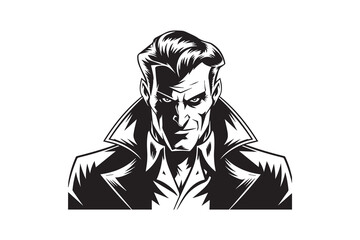 vintage man Black and White Vector